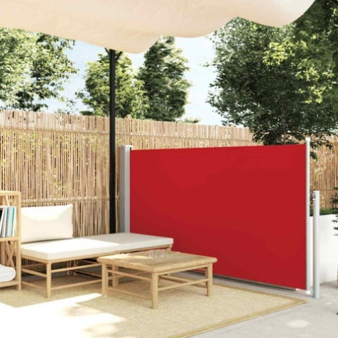 Patio Retractable Side Awning 100x500 cm Red 48385