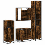 ZNTS 4 Piece Bathroom Furniture Set Smoked Oak Engineered Wood 3301187