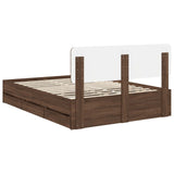Bed Frame with Drawer Brown Oak 140 x 190 cm Engineered Wood 3412191