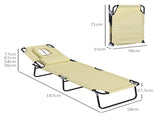 Outdoor Foldable Sun Lounger Set of 2, 4 Level Adjustable Backrest Reclining Sun Lounger Chair with T3398P323972