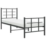 Metal Bed Frame without Mattress with Footboard Black 75x190cm 355569