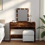 Dressing Table with LED Smoked Oak 100x40x130 cm 848196