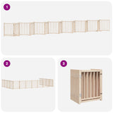 Dog Gate with Door Foldable 15 Panels 750 cm Poplar Wood 3155699