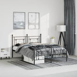 Metal Bed Frame without Mattress with Footboard Black 193x203cm 374363