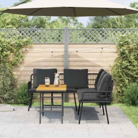 Garden Sofa Set 2 pcs Black Poly Rattan 3328652
