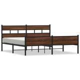 Metal Bed Frame without Mattress Brown Oak 183x213 cm 3308518
