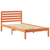 Bed Frame with Headboard Wax Brown 90 x 200 cm Solid Pine Wood 872265