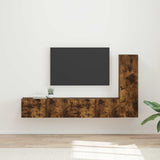 TV Cabinet Set Wall-mounted 3 pcs Smoked Oak Engineered Wood 3408993
