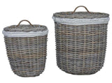 Laundry Basket with Lid 2 pcs Kubu Grey 42020973