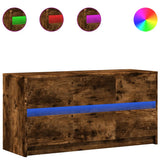 TV Cabinet with LED Smoked Oak 100x34x50 cm Engineered Wood 852219