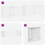 Dog Gate with Door Foldable 8 Panels White 640 cm Poplar Wood 3155678