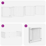 Dog Gate with Door Foldable 8 Panels White 640 cm Poplar Wood 3155678