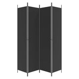 4-Panel Room Divider Black 200x220 cm Fabric 350201