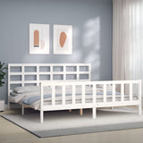 Bed Frame without Mattress White 200x200 cm Solid Wood Pine 3192122