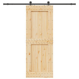 Sliding Door with Hardware Set 85x210 cm Solid Wood Pine 3332720