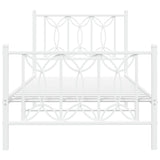 Metal Bed Frame without Mattress with Footboard White 80x200cm 376186