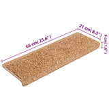 Stair Mats 15 pcs 65x21x4 cm Beige Rectangular Edge 134577