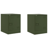 ZNTS Bedside Cabinets 2 pcs Olive Green 34.5x39x44 cm Steel 841616