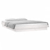 Bed Frame White Solid pinewood, Plywood Double Bed Frame 819973