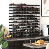 Wine Rack for 120 Bottles Black Solid Pine Wood 325917
