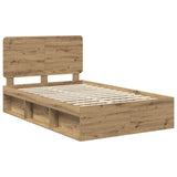 Bed Frame Artisian Oak 120 x 200 cm Solid Pine Wood 3412514