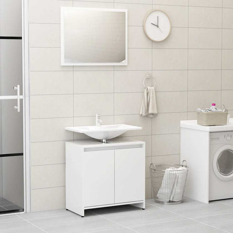 ZNTS Bathroom Furniture Set High Gloss White Engineered Wood 802657