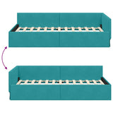 Corner Bed Frame with Headboard Turquoise 90 cm x 200 cm Velvet 42016089