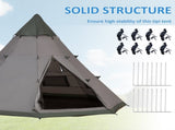 6 Men Tipi Tent with Carry Bag - Grey T3398P348696