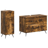 2 Piece Bathroom Cabinet Set BREDA Smoked Oak Engineered Wood 3417725