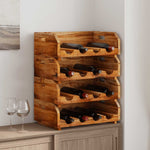 ZNTS Wine Racks 4 pcs for 16 Bottles Solid Mahogany Wood 244491