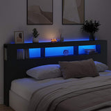 LED Headboard Black 220x18,5x103,5 cm Engineered Wood 837373