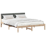 Bed frame Brown and dark grey 150 x 200 cm Solid pine wood 878670