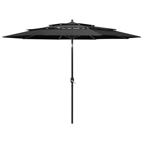 3-Tier Garden Parasol with Aluminium Pole Anthracite 3 m 313870