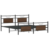 Metal Bed Frame without Mattress Brown Oak 160x200 cm 3325102