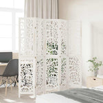 Room Divider 5 Panels White Solid Wood Paulownia 358743