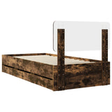 Bed Frame with Drawer Smoked Oak 100 x 200 cm Engineered Wood 3412217
