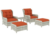 5 Pieces Rattan Bistro Set with Adjustable Back, Reclining Wicker Balcony Furniture with Cushions, T3398P320051