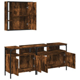 3 Piece Bathroom Cabinet Set Smoked Oak Engineered Wood 3214727
