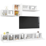 6 Piece TV Cabinet Set White Engineered Wood 3078730