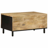 Coffee Table Black 80x50x40 cm Solid Rough Wood Mango 4018633