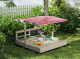 Kids Wooden Sandbox w/ Canopy, Kitchen Toys, Seat, Storage, for Ages 3-7 Years T3398P554176