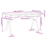 ZNTS Dining Table Y-Frame 140x80x75 cm Solid Wood Pine and Steel 3282720