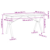 ZNTS Dining Table Y-Frame 140x80x75 cm Solid Wood Pine and Steel 3282720