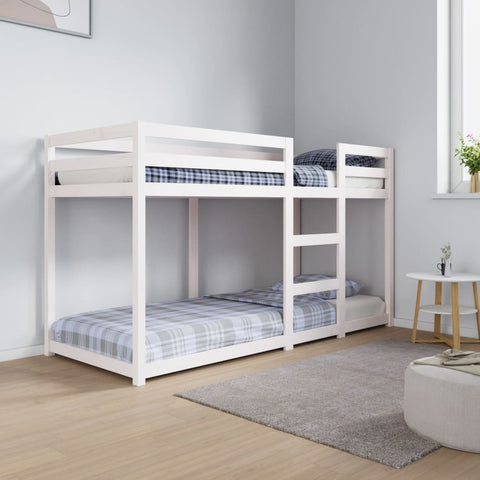 ZNTS Bunk Bed without Mattress White 75x190 cm Small Single Solid Wood Pine 821660