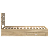 Bed Frame Sonoma Oak and Silver 75 x 190 cm Engineered Wood 3412029