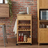 Kitchen Trolley with Wheels Natural 37 x 36 x 80 cm Bamboo 42028294
