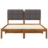 Bed Frame with Upholstered Headboard Natural and Light Grey 904065