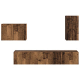 TV Wall Cabinet Set Wall-mounted 4 pcs Old Wood Engineered Wood 3408941