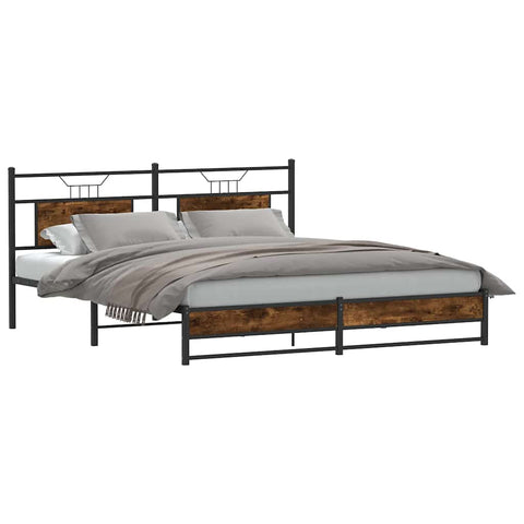 Bed Frame without Mattress Smoked Oak 160x200 cm Engineered Wood 4106911