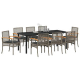 Garden Dining Set with Cushion 9 pcs Grey and Black Rattan 3380826